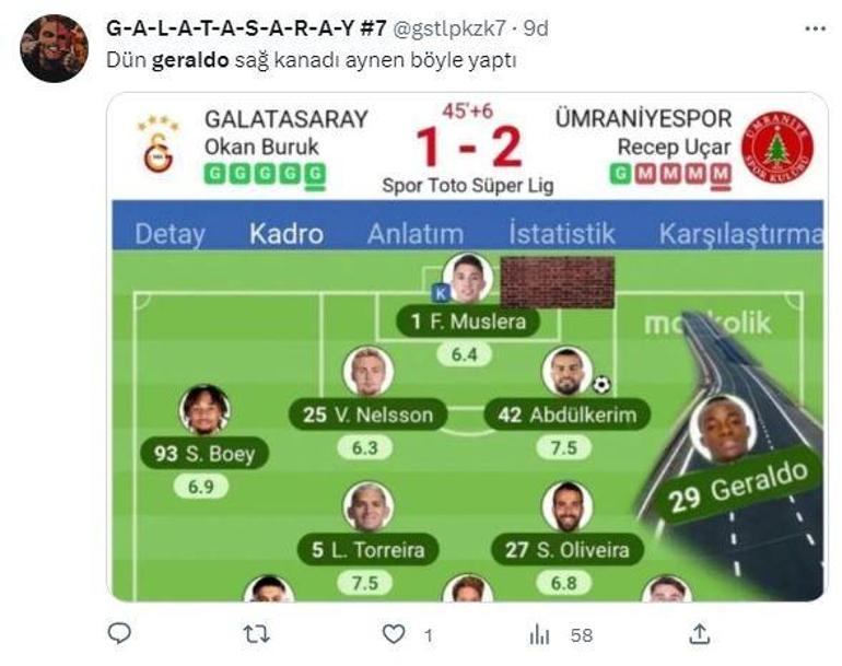 Galatasaray - Ümraniye maçında Geraldo fırtınası Otobana çevirdi